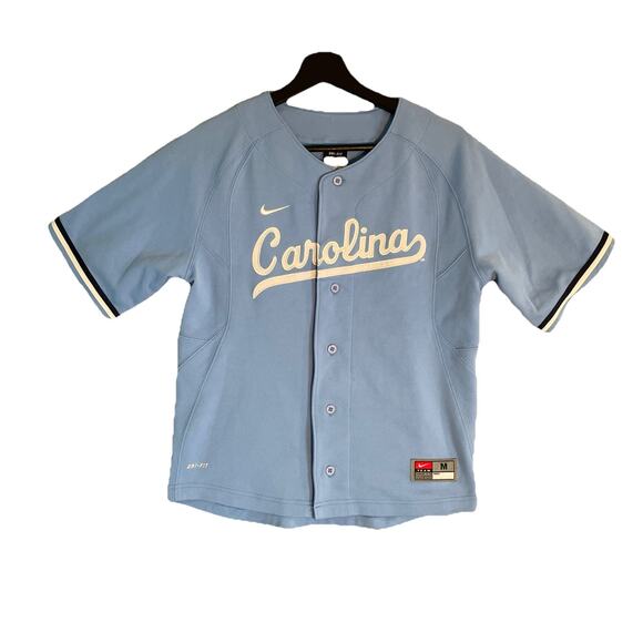 North Carolina Team Issued Baseball Jersey Shirt Nike Tar Heels Medium Blue - Picture 1 of 7